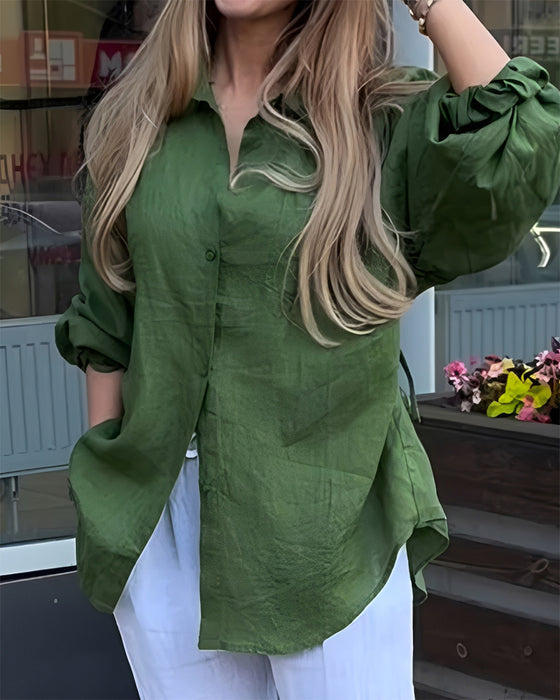 Bluse Elastisk Talje Lanterne Ærme