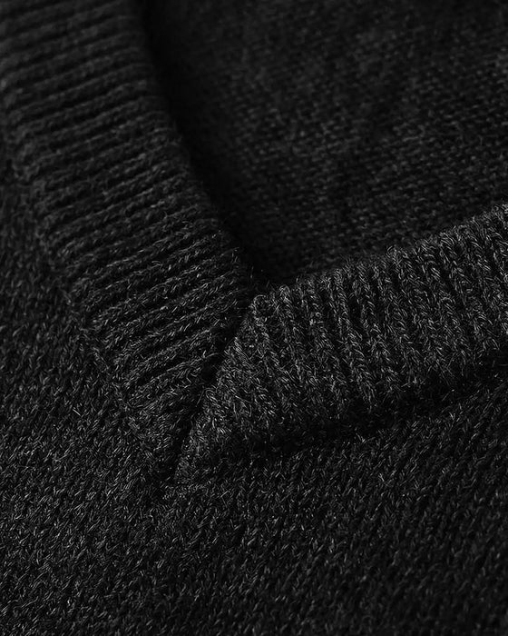 Pullover Mini V-Hals Casual Ensfarvet
