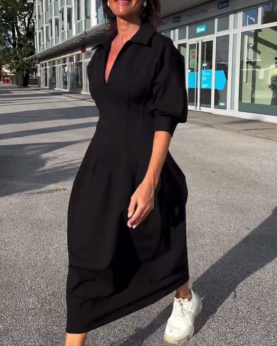 Lang sort sweaterkjole