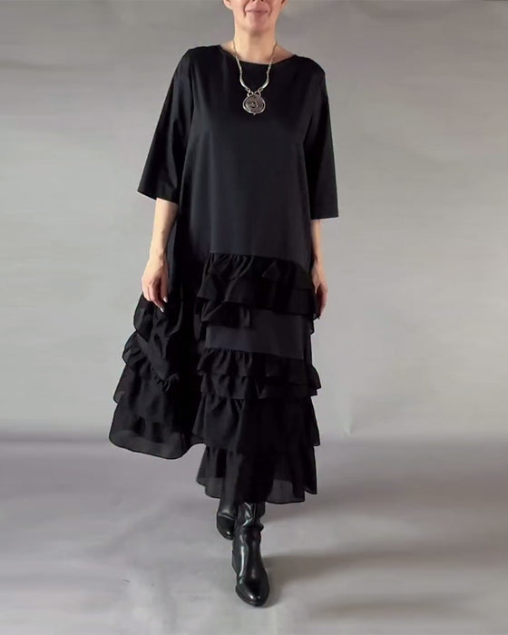 Kjole Med Rund Hals Og Dobbelt Lag