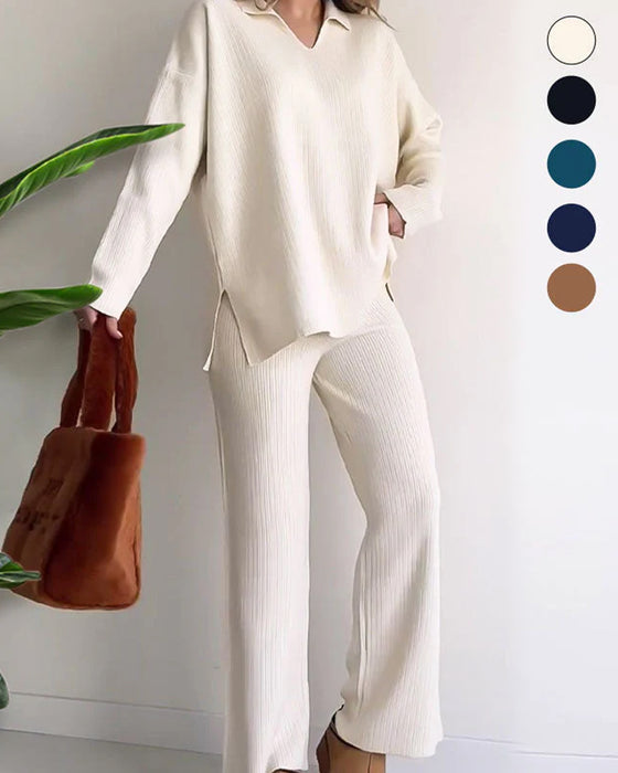 To - delssæt Med Enfarvet Og Strick Egenskaper