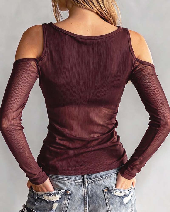 Bluse Kryds Og Tværs V-Hals Off-Shoulder