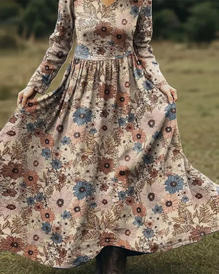 V-Halset Blomsterkjole I Skovstil