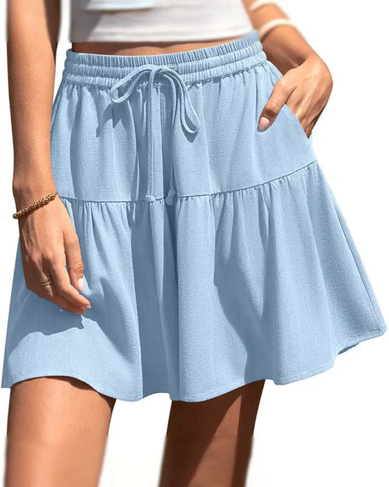 Shorts Ruffle Patchwork Bindebånd