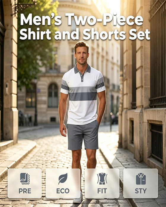Set Stribet Polo Herre Shorts