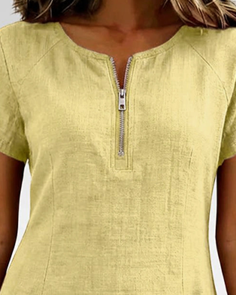 Kjole Lynlås Lomme Bomuld Hør