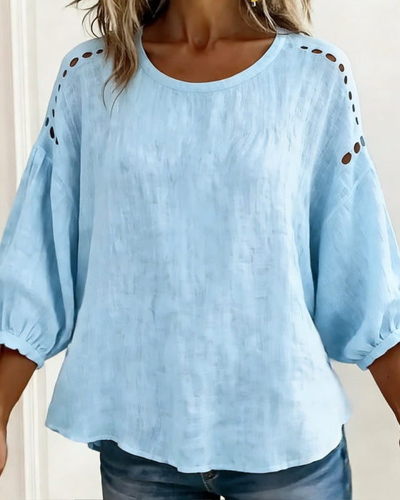 Bluse Udhullet 100% Bomuld
