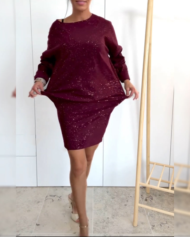 Kjole Rund Hals Fin Glitter Modne