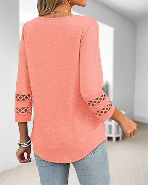 V-Hals T-shirt Med Hullet Krage Design