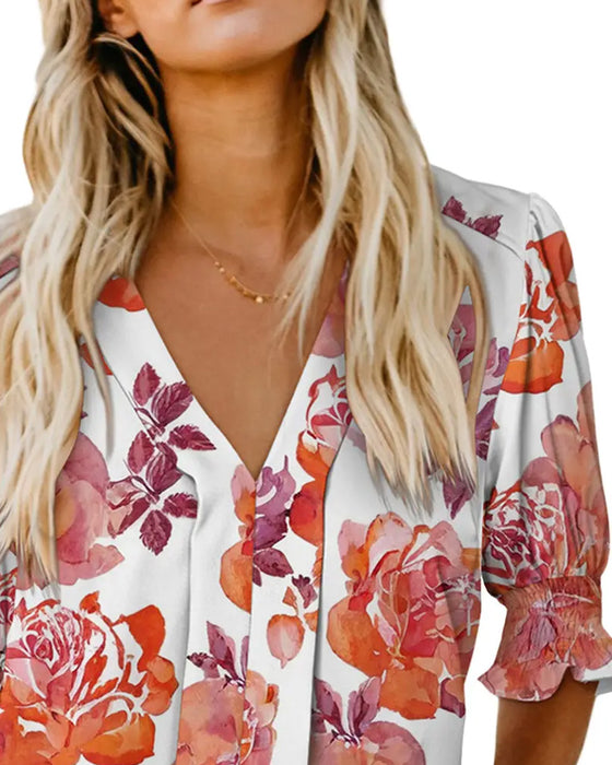 Bluse Elegant Lille Blomstertryk