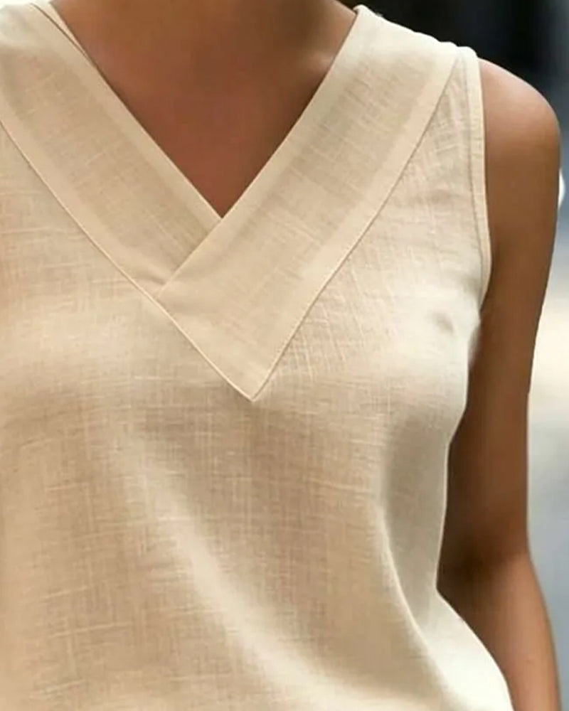 Tank Top Ærmeløs V-Hals Kors