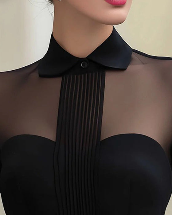 Bluse Elegant Mesh Langærmet