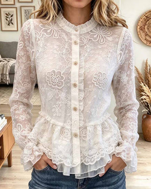 Bluse Rynket Slim Pasform Vifteformet