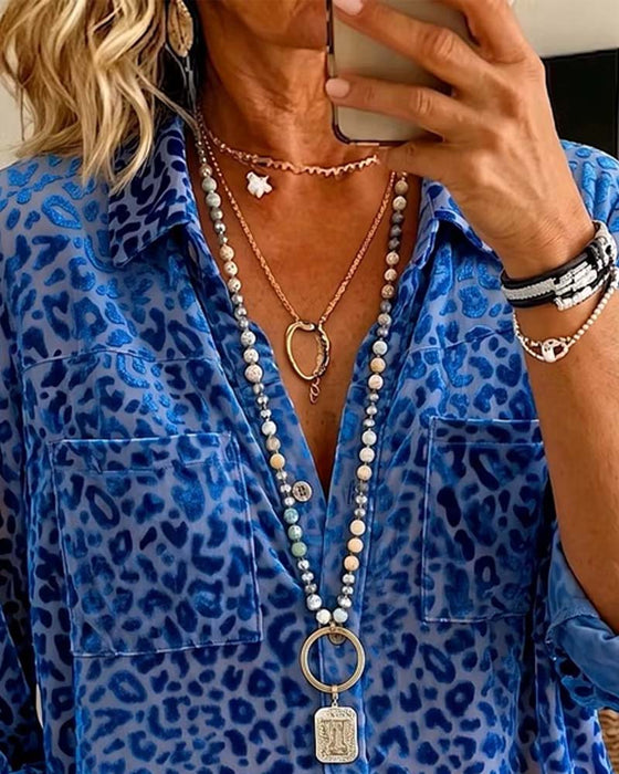 Skjorte Leopard Lomme Knap