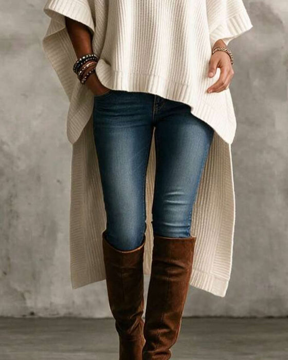 Pullover Turtleneck Cape Uregelmæssig