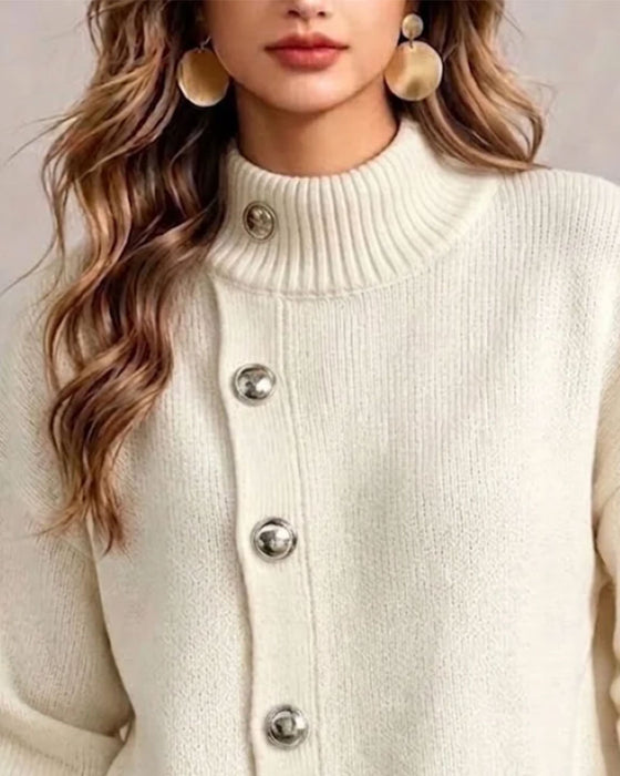 Pullover Turtleneck Diagonal Knap Afslappet