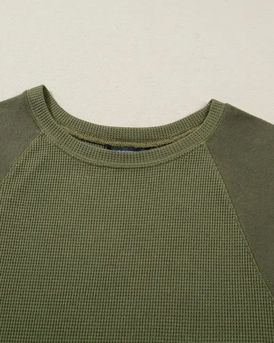 T-Shirt Ensfarvet Trekvarterærmer