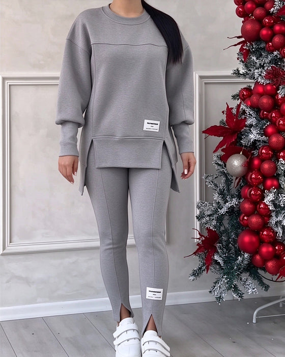 Sæt Trykt Sweatshirt Og Joggingbukser