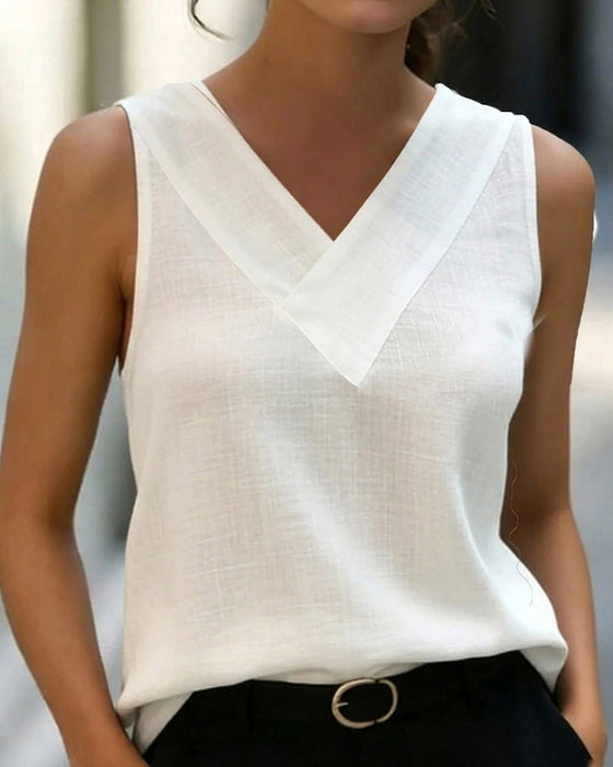 Tank Top Ærmeløs V-Hals Kors