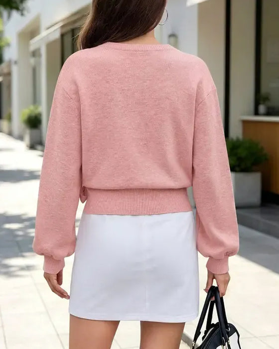 Pullover V-Hals Kryds Bind Kort