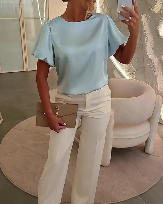 Bluser Satin Kortærmet Drape