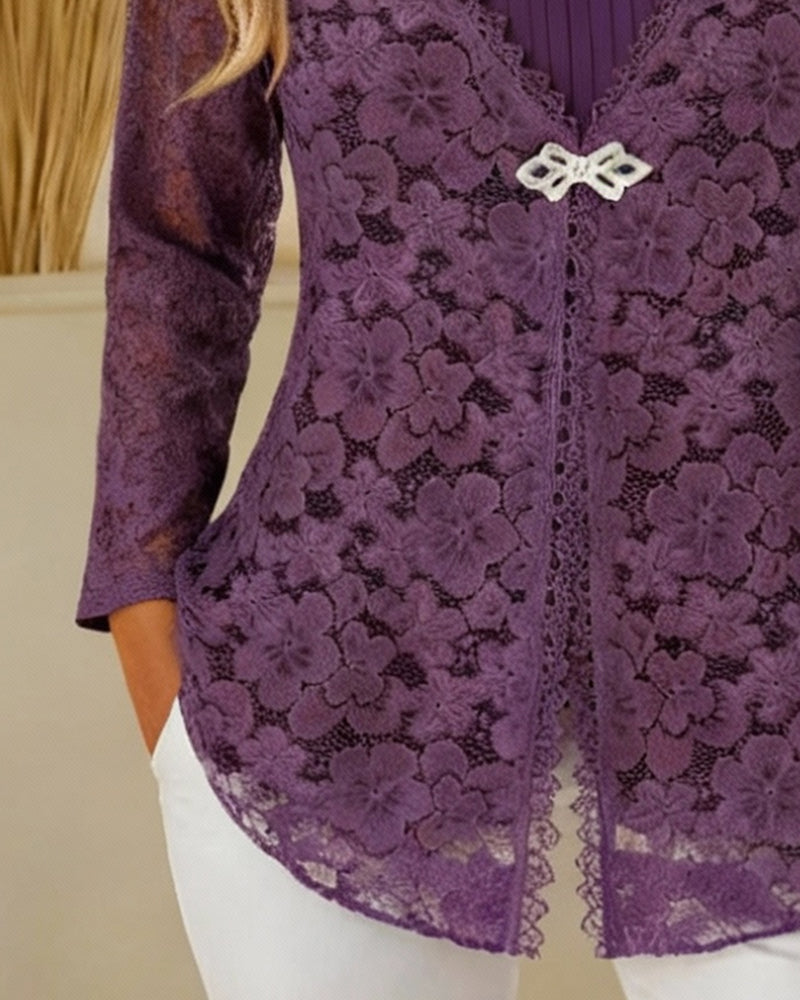 Langærmet Faux Todelt Top