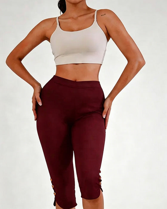 Leggings Ensfarvet Slim-Fit Afkortet