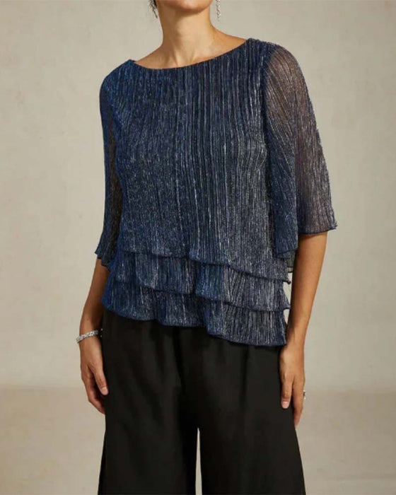 Stilfuld T-Shirt Med Rund Hals