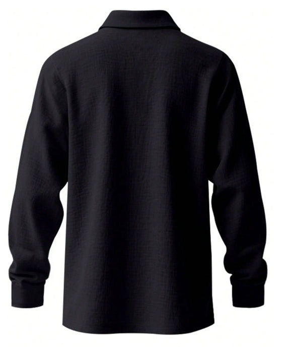 Skjorte Herre Letvægt Løs Hør Langærmet Polo