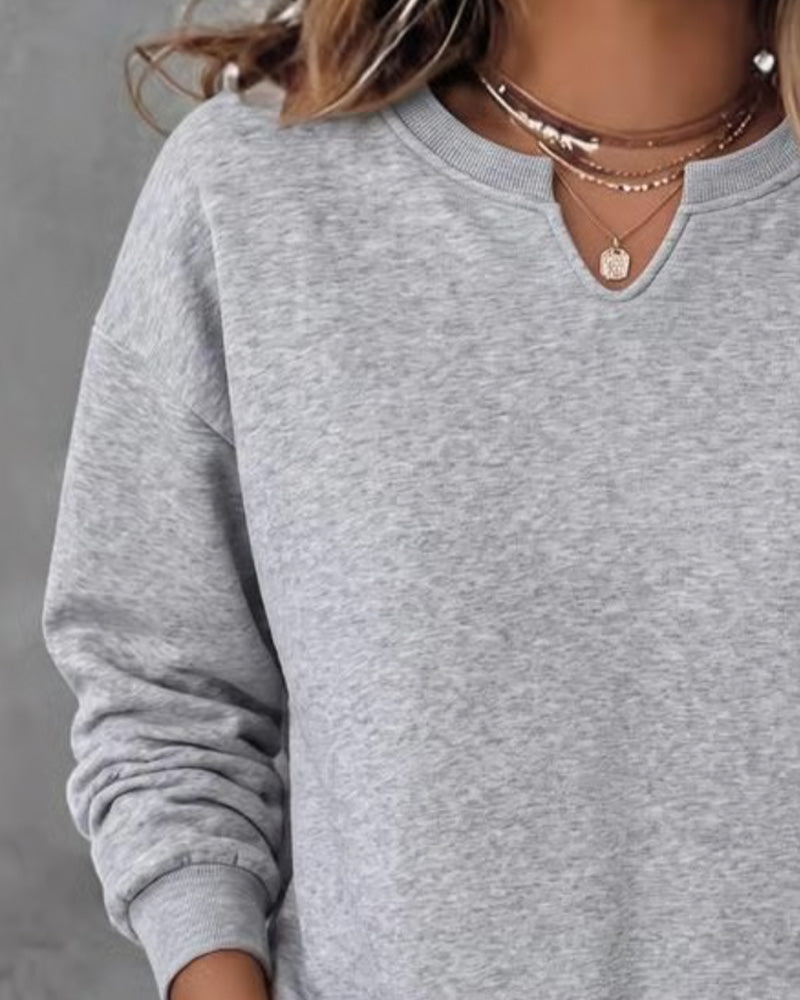 Sweatshirt Lille V-Hals Casual Lang Ærme