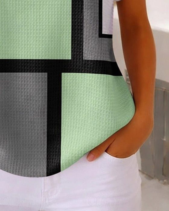 Top Henley Vaffel Geometrisk