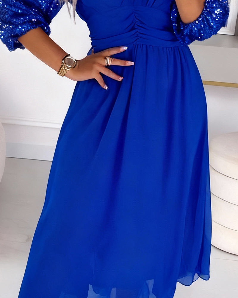 Kjole Modne Pufærme V-Hals