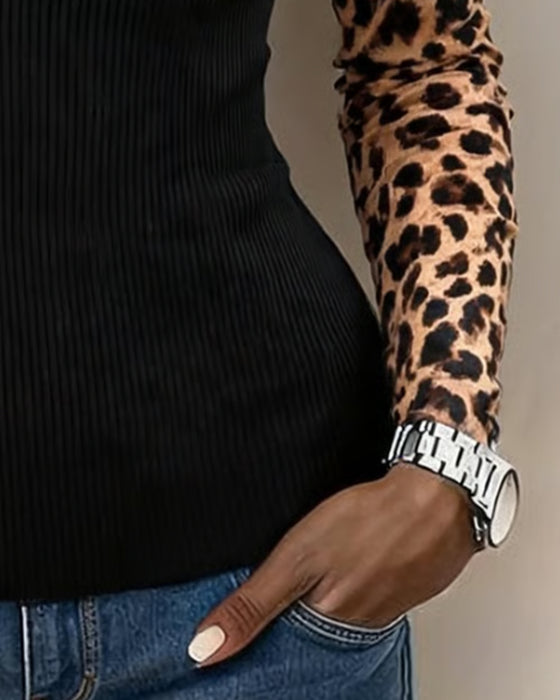 Bluse Falsk Lag Leopard Tryk Afslappet