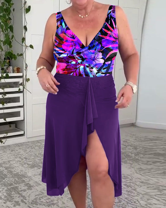 Badedragt Farverig Blomstret Print