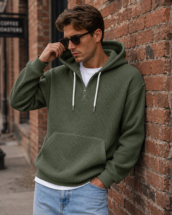 Hoodie Herre Ensfarvet Lynlås Pullover