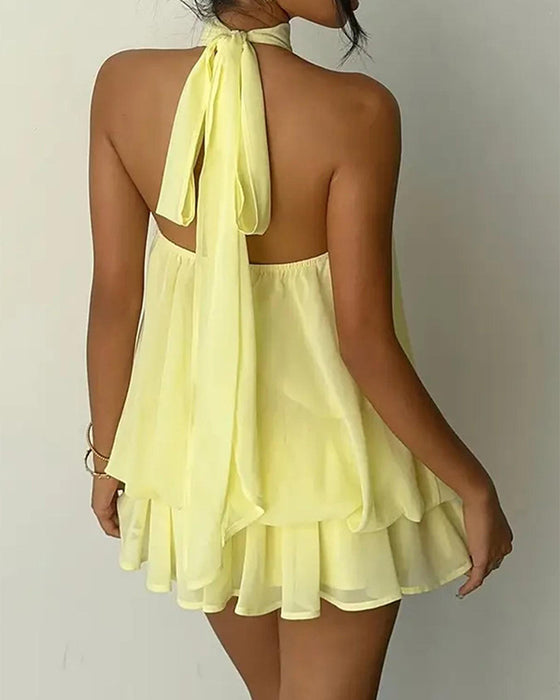 Kjole Halsstrop Chiffon Mini