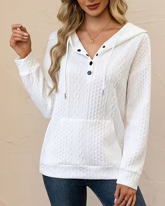 Hoodie I Enfarvet Knaphul Jacquard