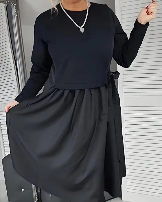 Kjole Strikket Patchwork Sidestrik