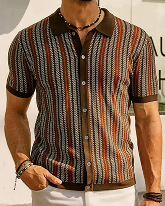 T-Shirt Revers Herre Kort Ærme Knap