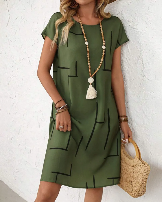 Kjole Dame Sommer Casual Tryk Rund Hals