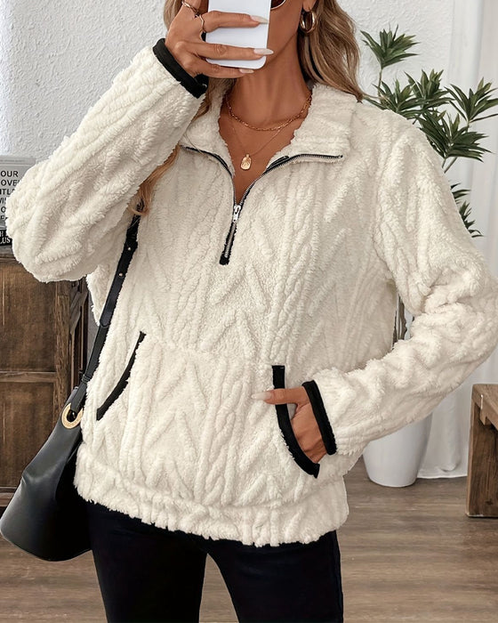 Sweatshirt Revers Lynlås Foran Ulden