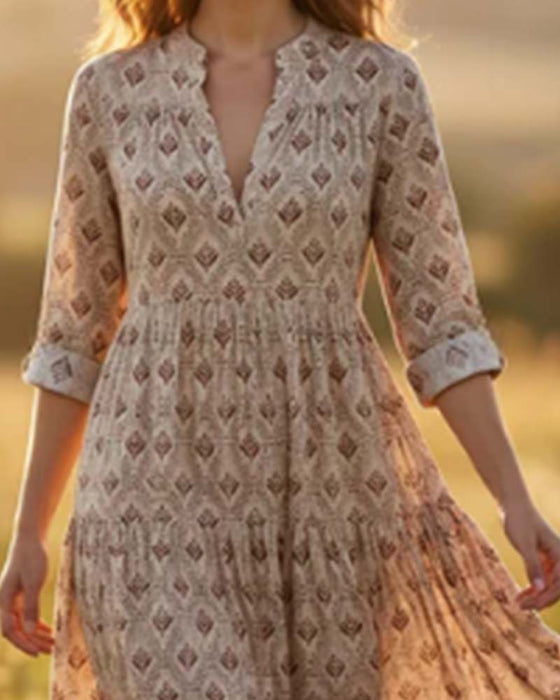 Kjole Vintage V-Udskæring Blomstret