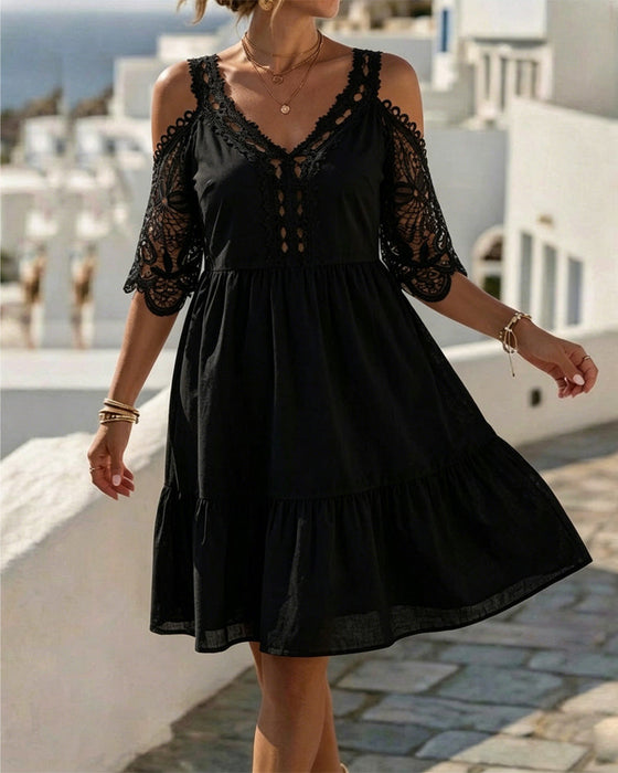 Kjoler Blonder Off-Shoulder Lagdelt Kort