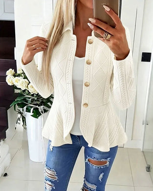 Jakke Knap Casual Ensfarvet