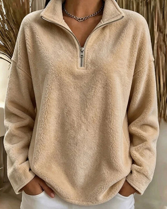 Sweatshirt Lynlås Lille Stående Krave Pullover
