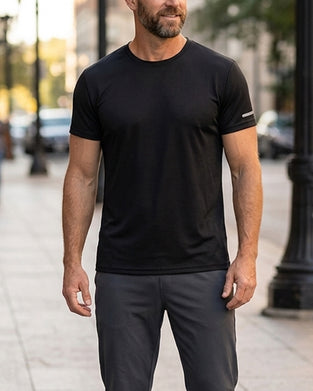 Herre T-Shirt Ensfarvet Korte Ærmer Atletisk