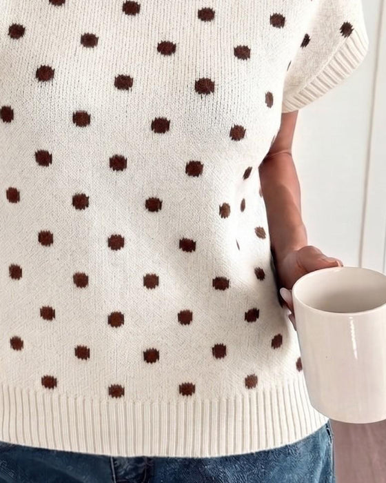 Pullover Turtleneck Prikket Kort Ærme
