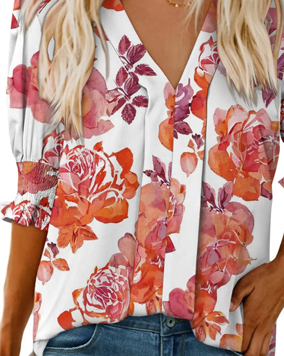Bluse Elegant Lille Blomstertryk