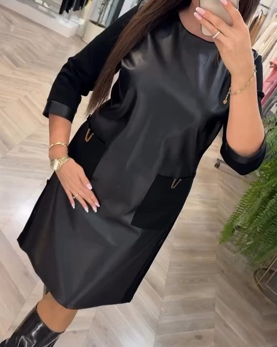 Kjole fashion patchwork lommeskift