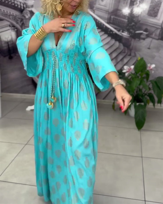 Kjole Løs Ferietryk Talje Maxi